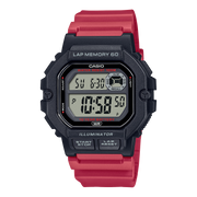 Casio Men's Digital Watch – Digital Display, Black Case and Red Resin Strap