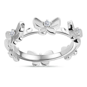 Shiny Zircon Butterflies Ring - 925 sterling silver