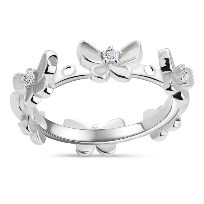 Shiny Zircon Butterflies Ring - 925 sterling silver