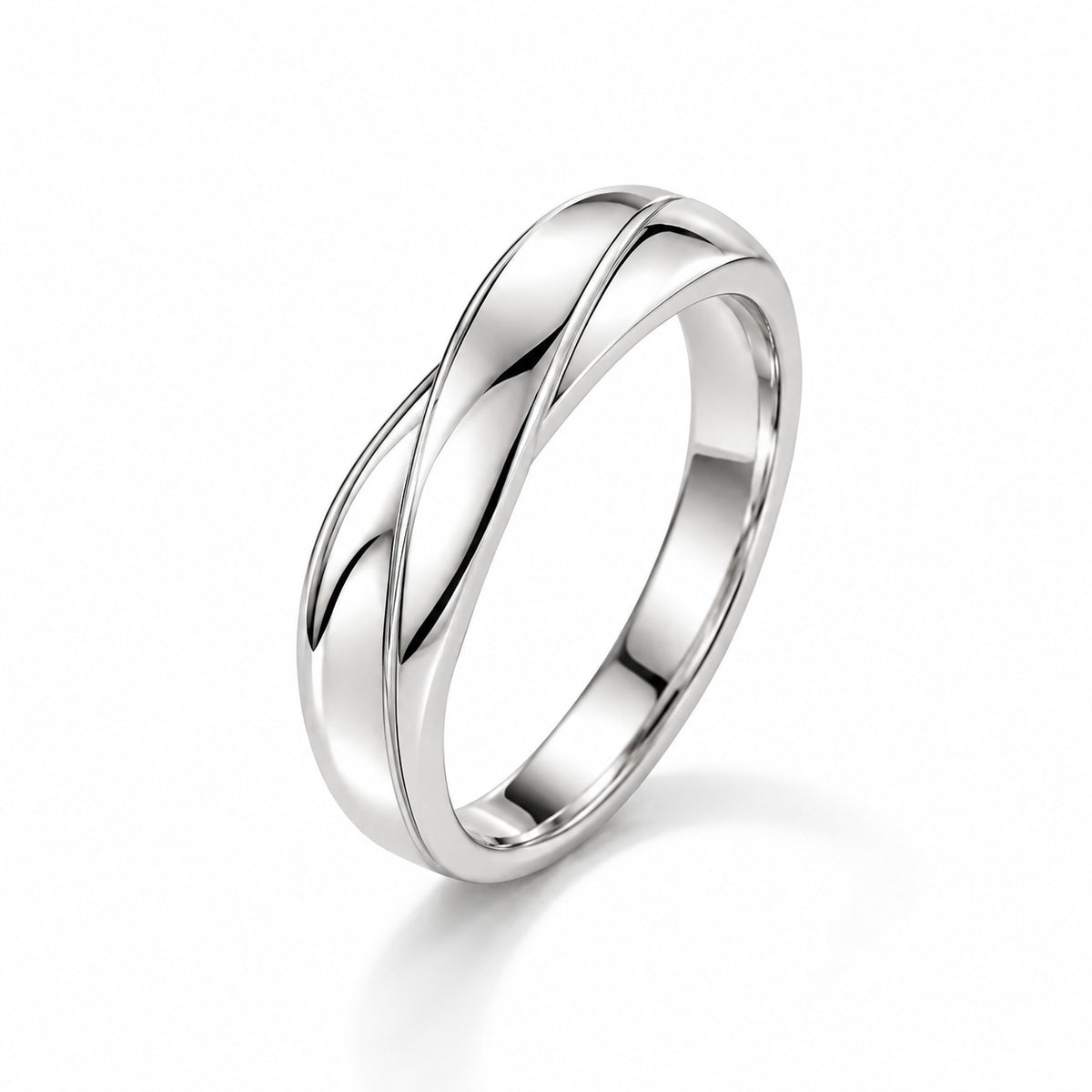 Men's Ring with Interwoven Lines - 925 Silver