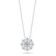 925 Sterling Silver Zircon-Embellished Flower Necklace