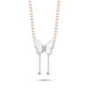 Elegant Butterfly Pearl Necklace – 925 Silver
