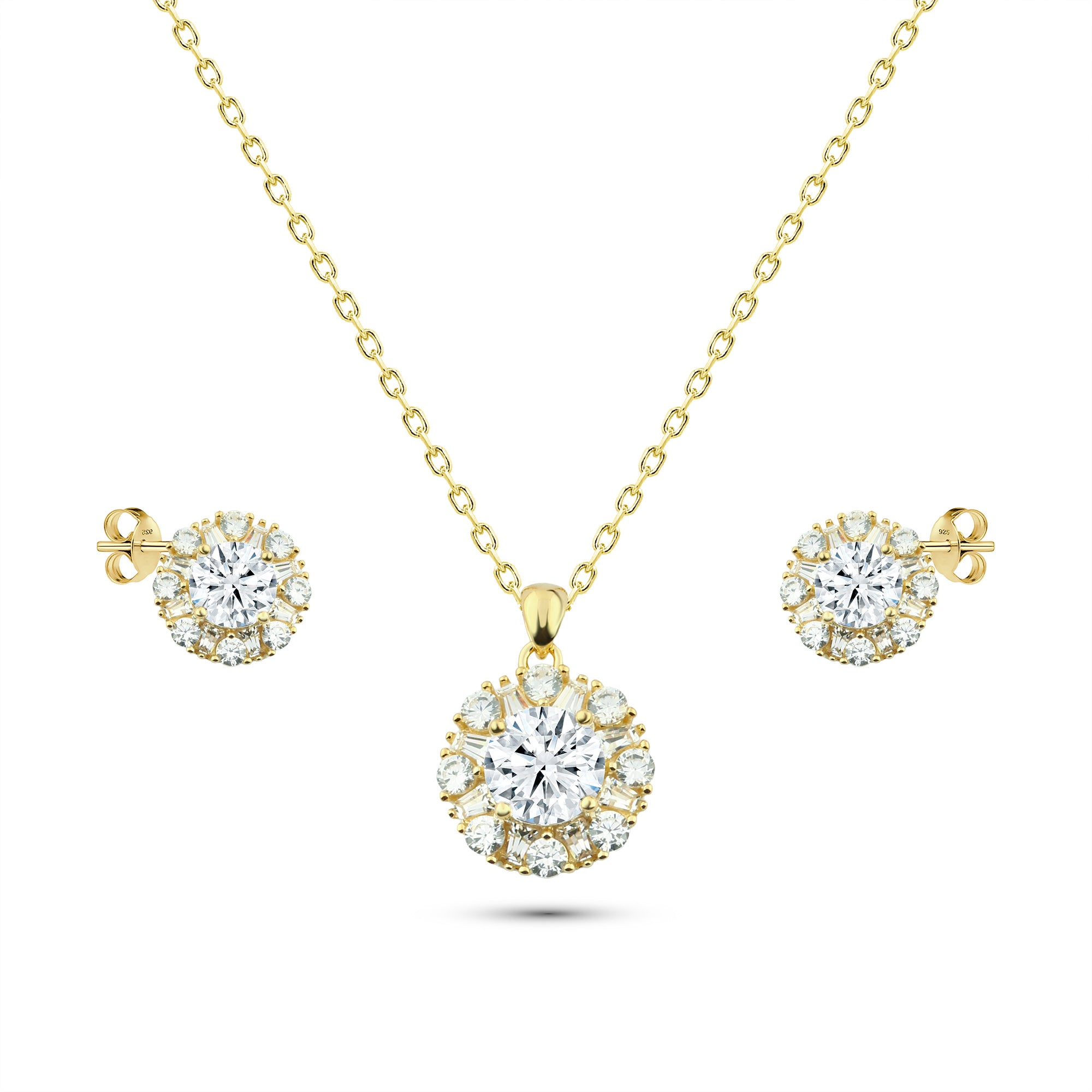 طقم بريق ملكي ناعم فضة عيار 925 - مطلي ذهب