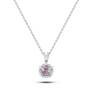 Sparkling Pink Stone Necklace Surrounded by Stones – 925 Silver
