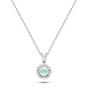 Sparkling Sky Blue Stone Necklace Surrounded by Stones – 925 Silver