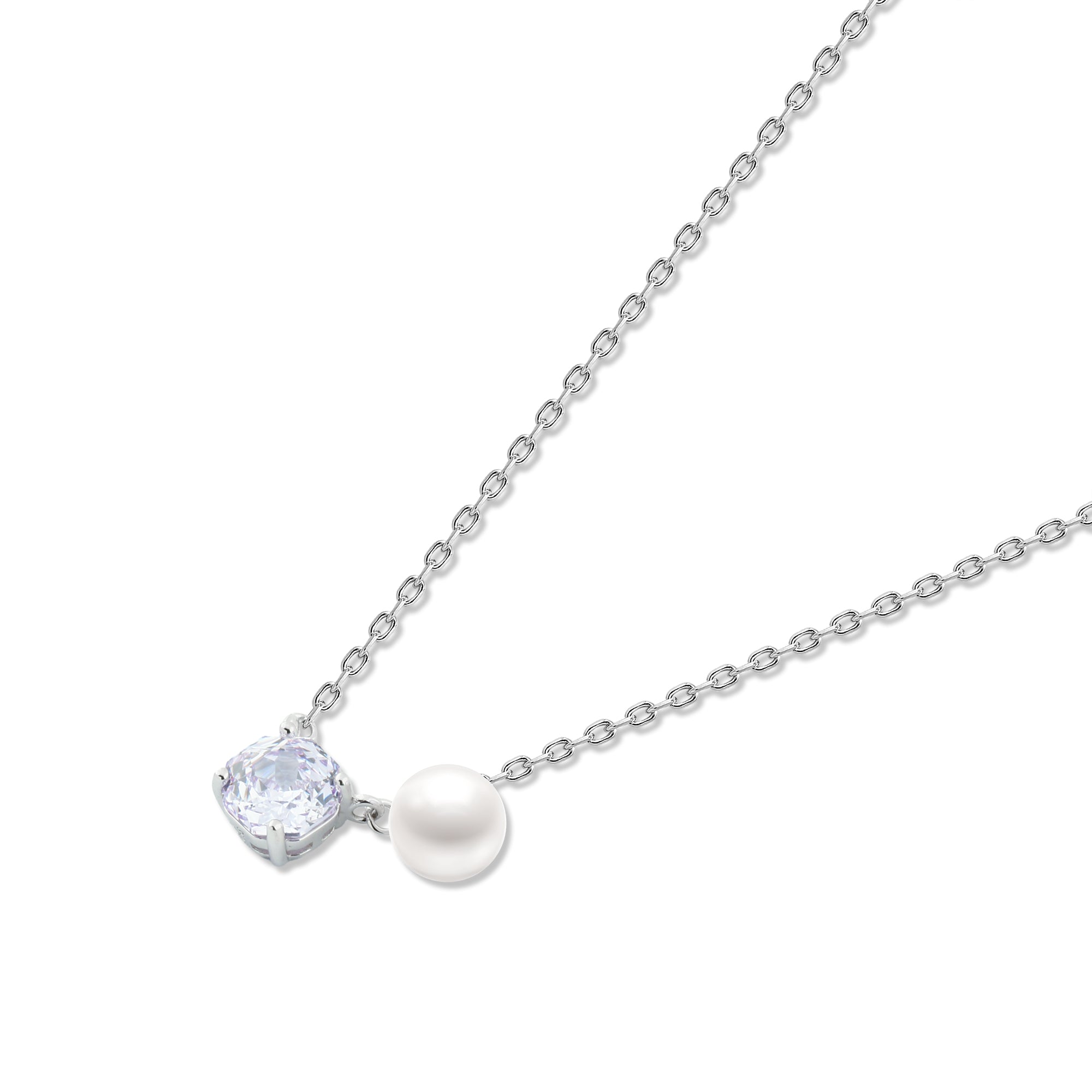 عقد حجر موف لامع مع لؤلؤ فضة عيار 925