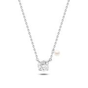 Shiny stone necklace with pearl, 925 silver.