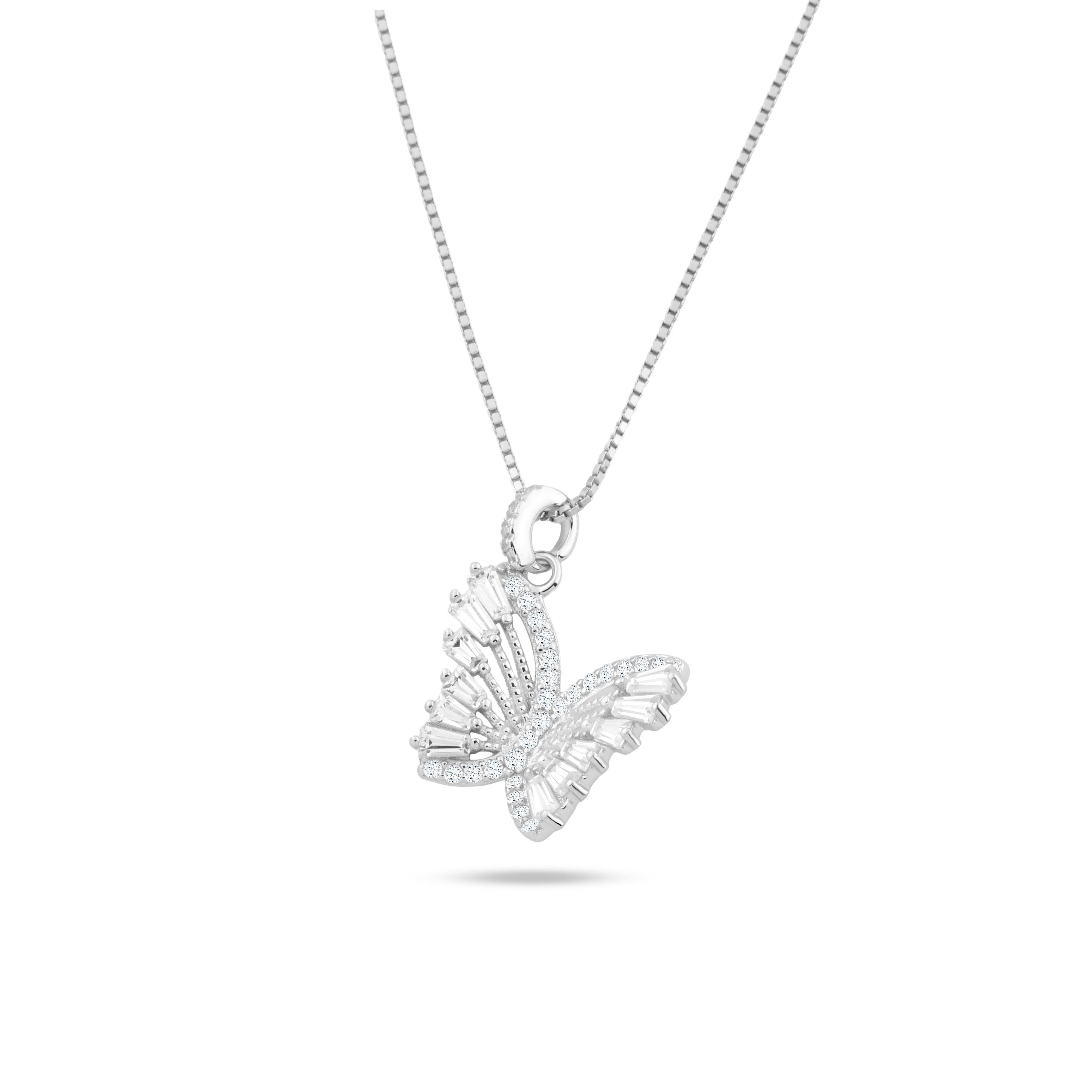 Butterfly Necklace Adorned with Sparkling Stones – 925 Silver