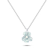 Sky Blue Flower Necklace with a Pearl – 925 Silver
