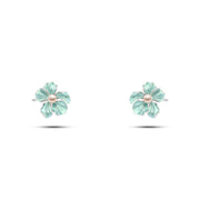 925 silver earrings featuring a soft sky-blue flower