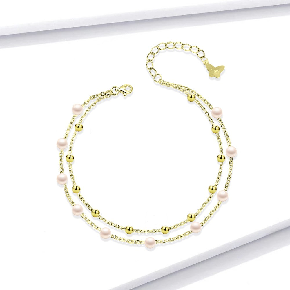 Golden Bracelet pearl design 925 Sterling Silver