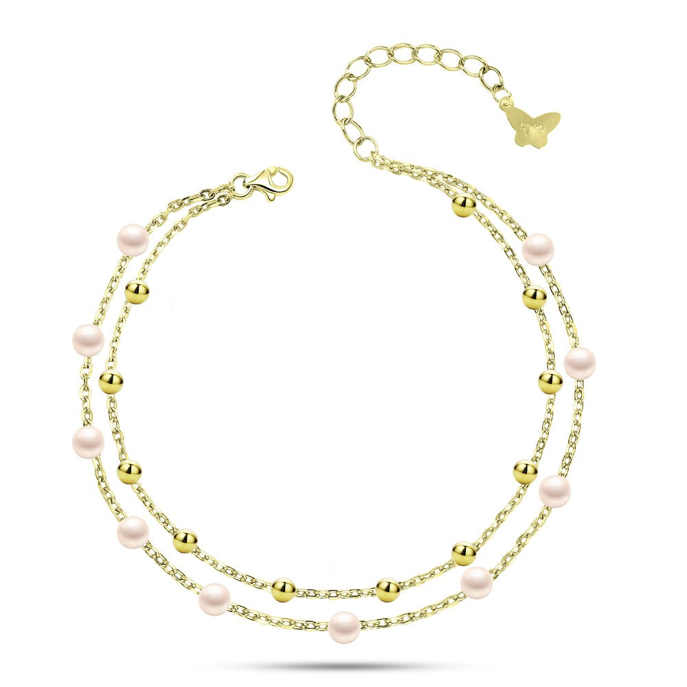Golden Bracelet pearl design 925 Sterling Silver