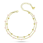 Golden Bracelet pearl design 925 Sterling Silver