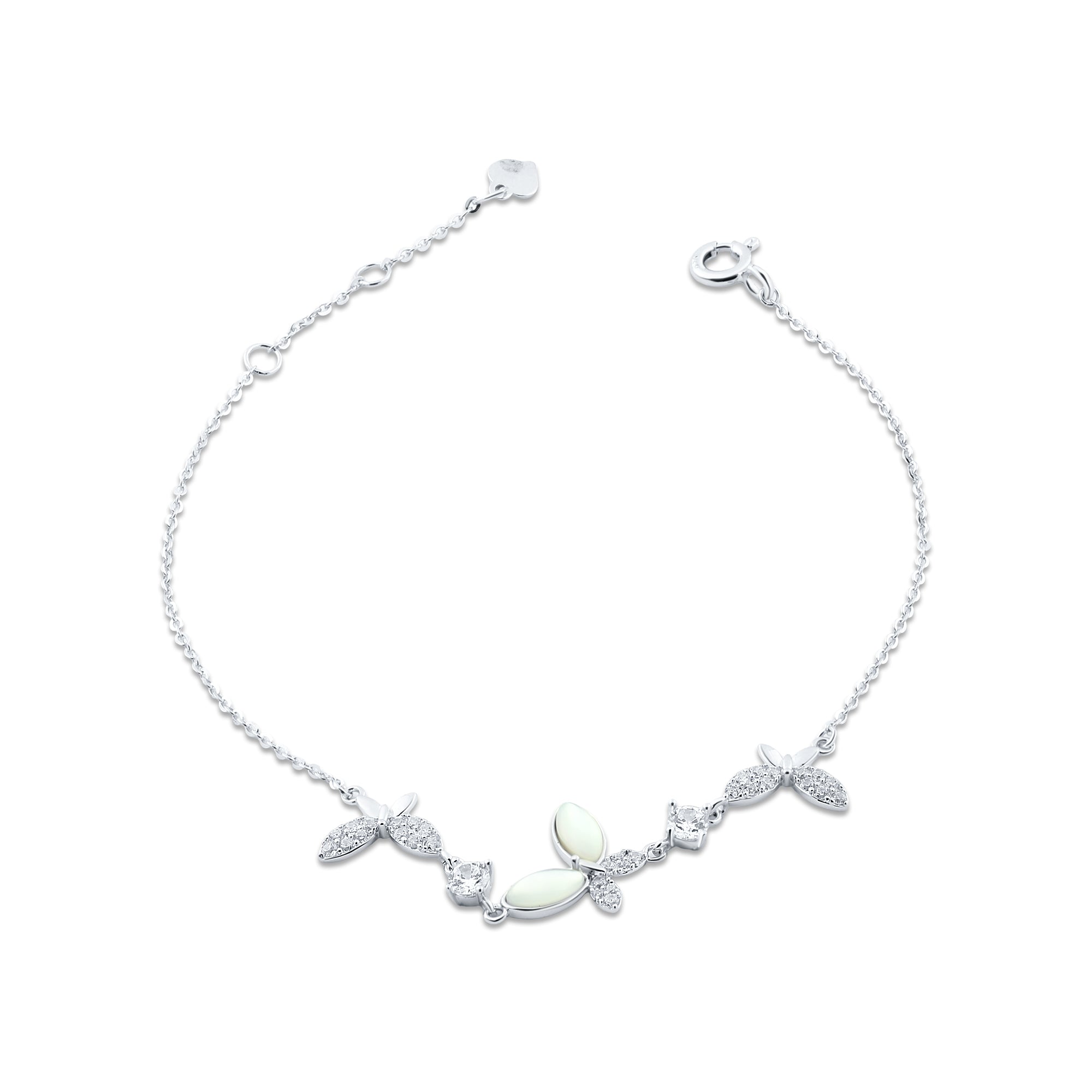 إنسيال فضة عيار 925 بتصميم فراشات وفصوص لامعة