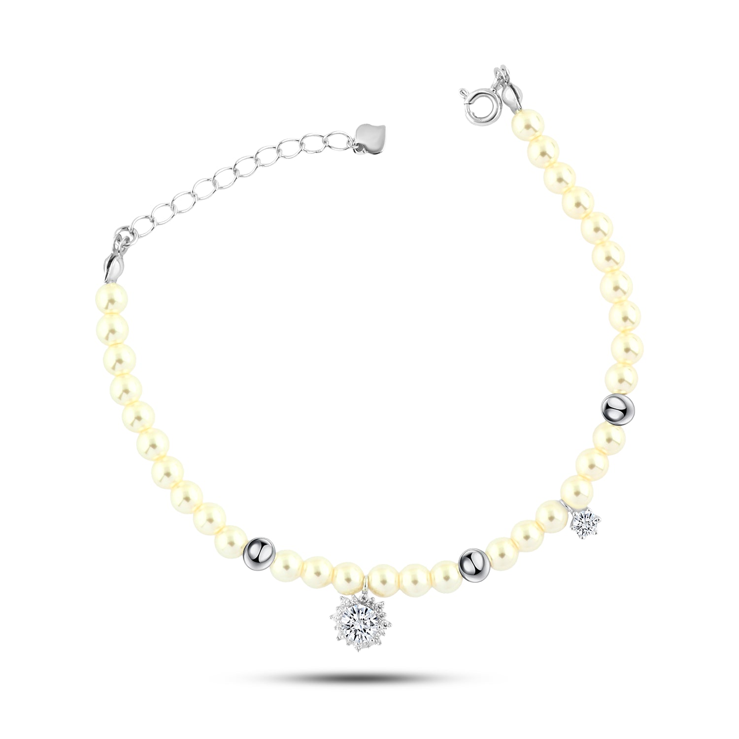 انسيال لؤلؤي بفص متدلّي مرصّع فضة عيار 925