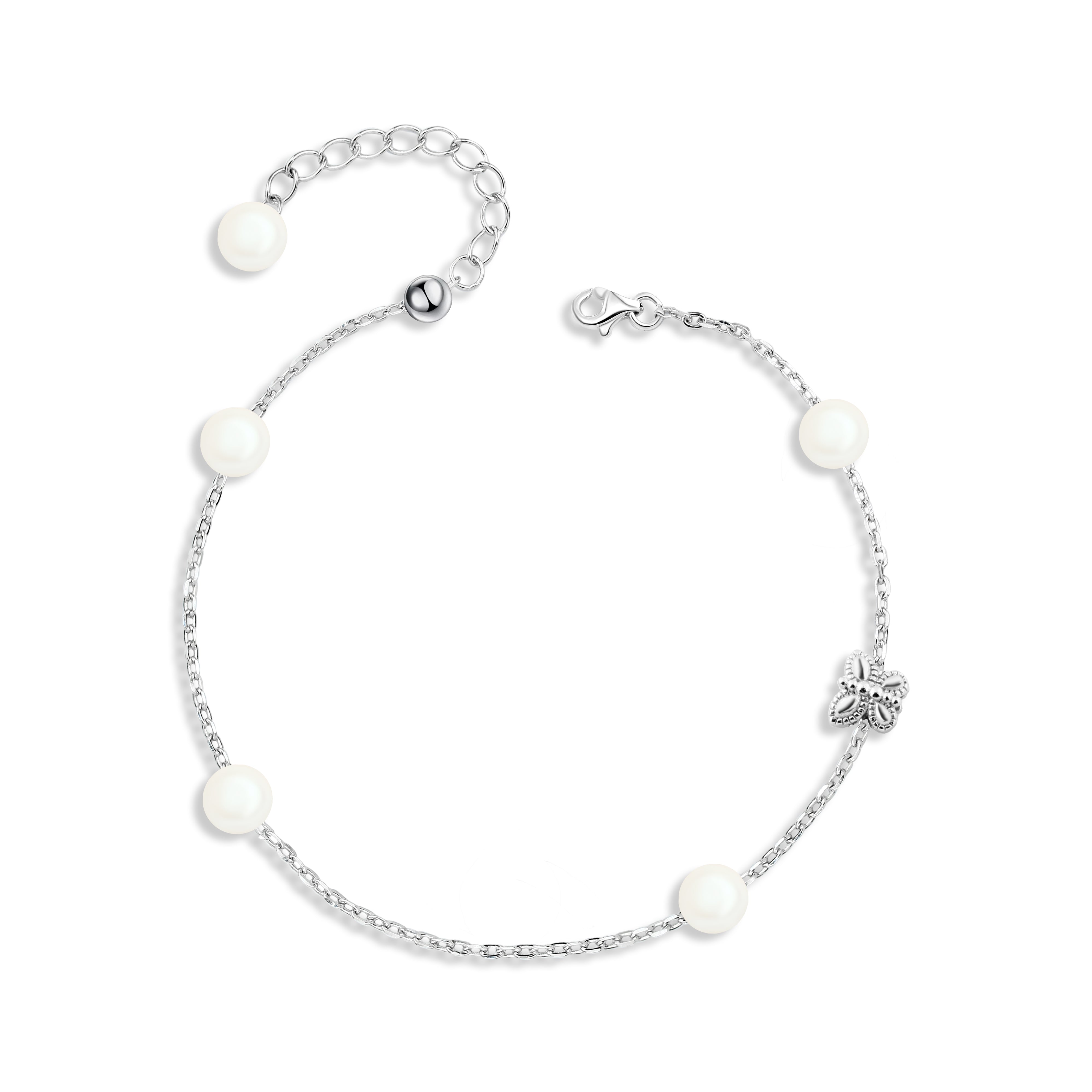 إنسيال فراشة مع لؤلؤ ناعم فضة عيار 925