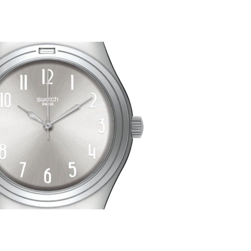 Swatch Lwd Watch White Leather Strap White Dial For Women - YLS177