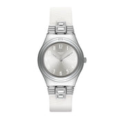 Swatch Lwd Watch White Leather Strap White Dial For Women - YLS177