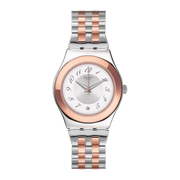 Swatch Midimix Women's Watch with Two-Tone Bracelet and White Dial - YLS454GC