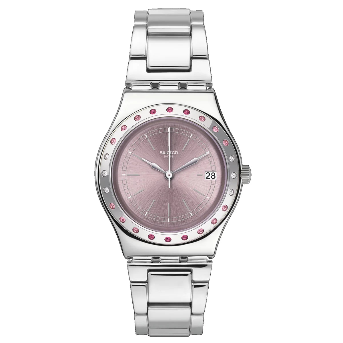 Swatch Pinkaround Crystals Stainless Steel Bracelet Pink Dial - YLS455GC