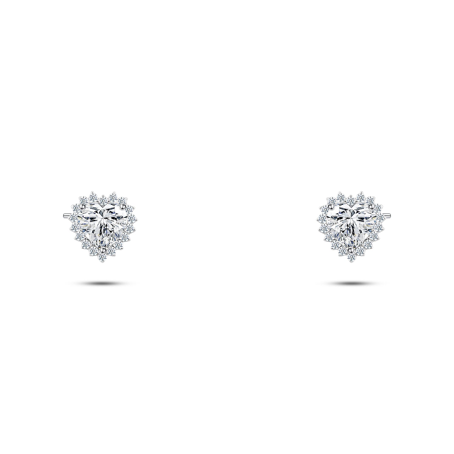 حلق قلب مرصع بفصوص لامعة فضة عيار 925