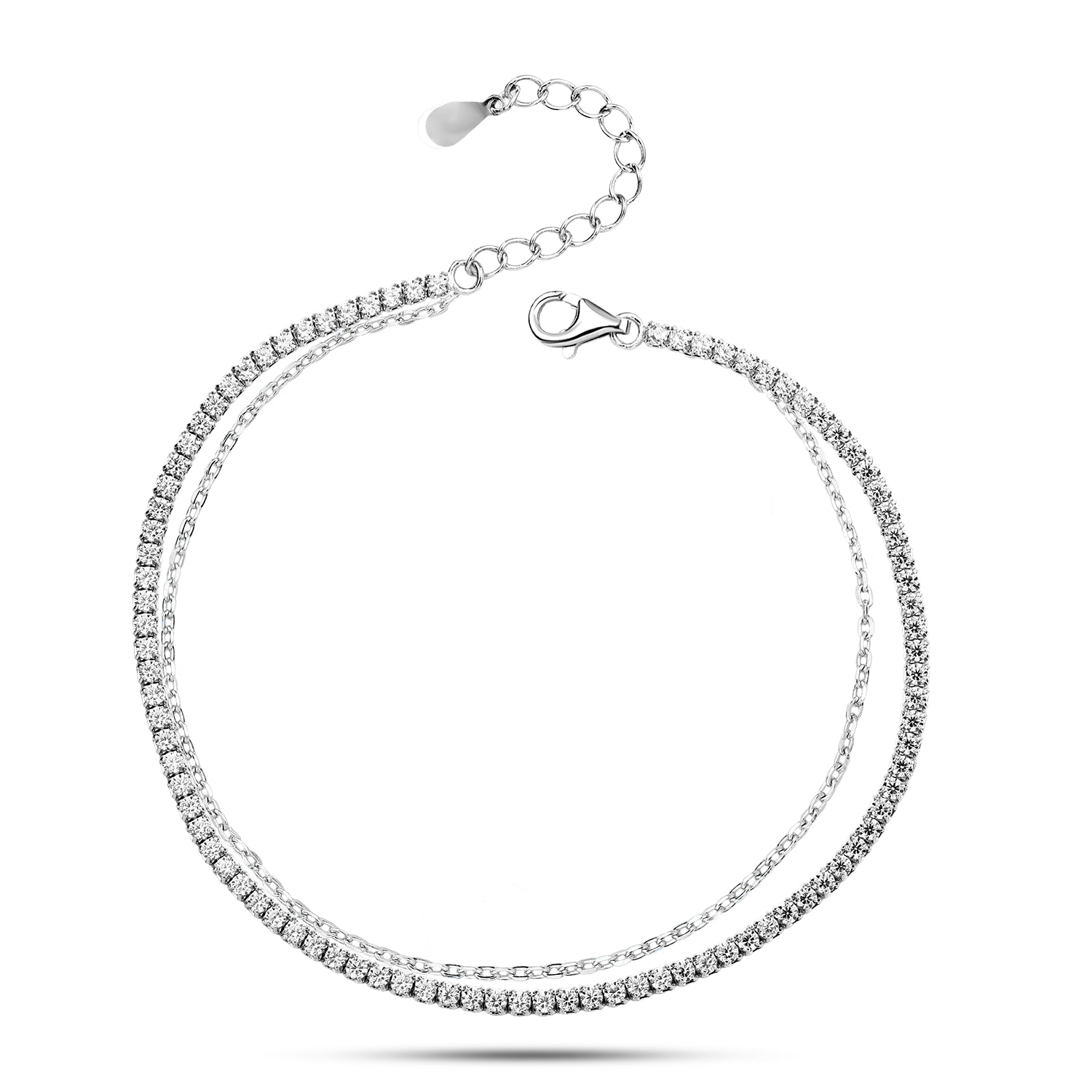 انسيال أنيق بتصميم تينس مزدوج فضة عيار 925