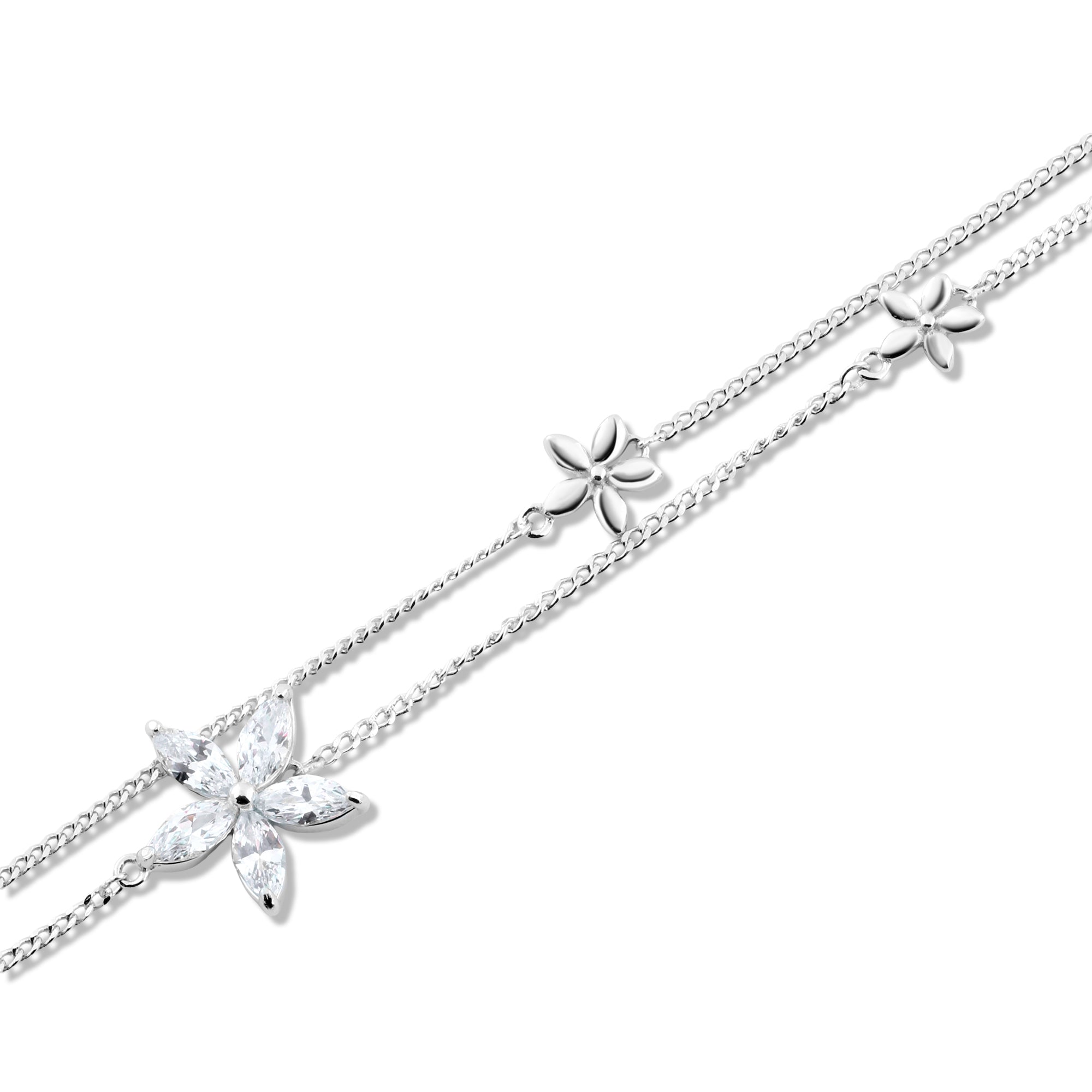 إنسيال زهور ناعمة بفص لامع فضة عيار 925