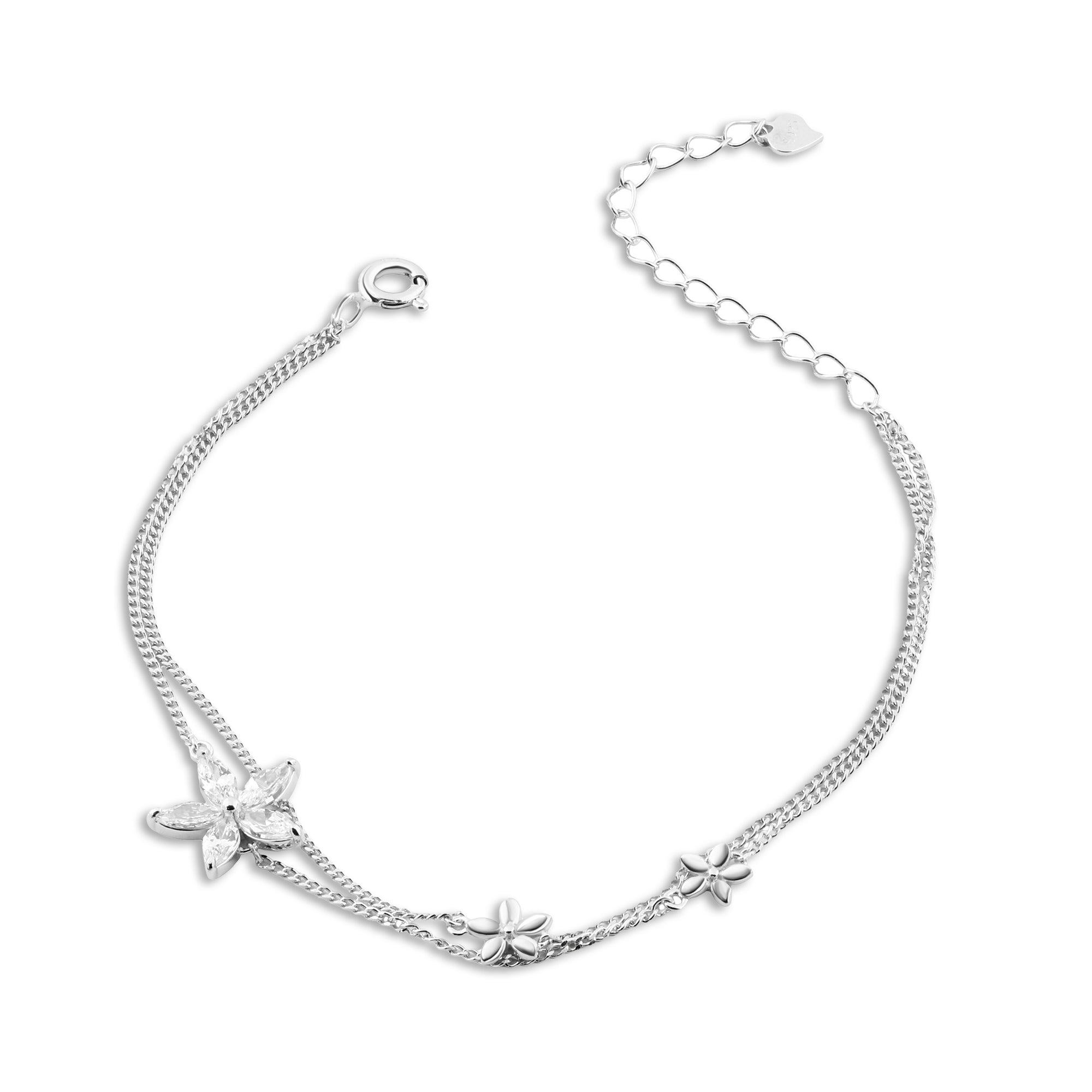 إنسيال زهور ناعمة بفص لامع فضة عيار 925