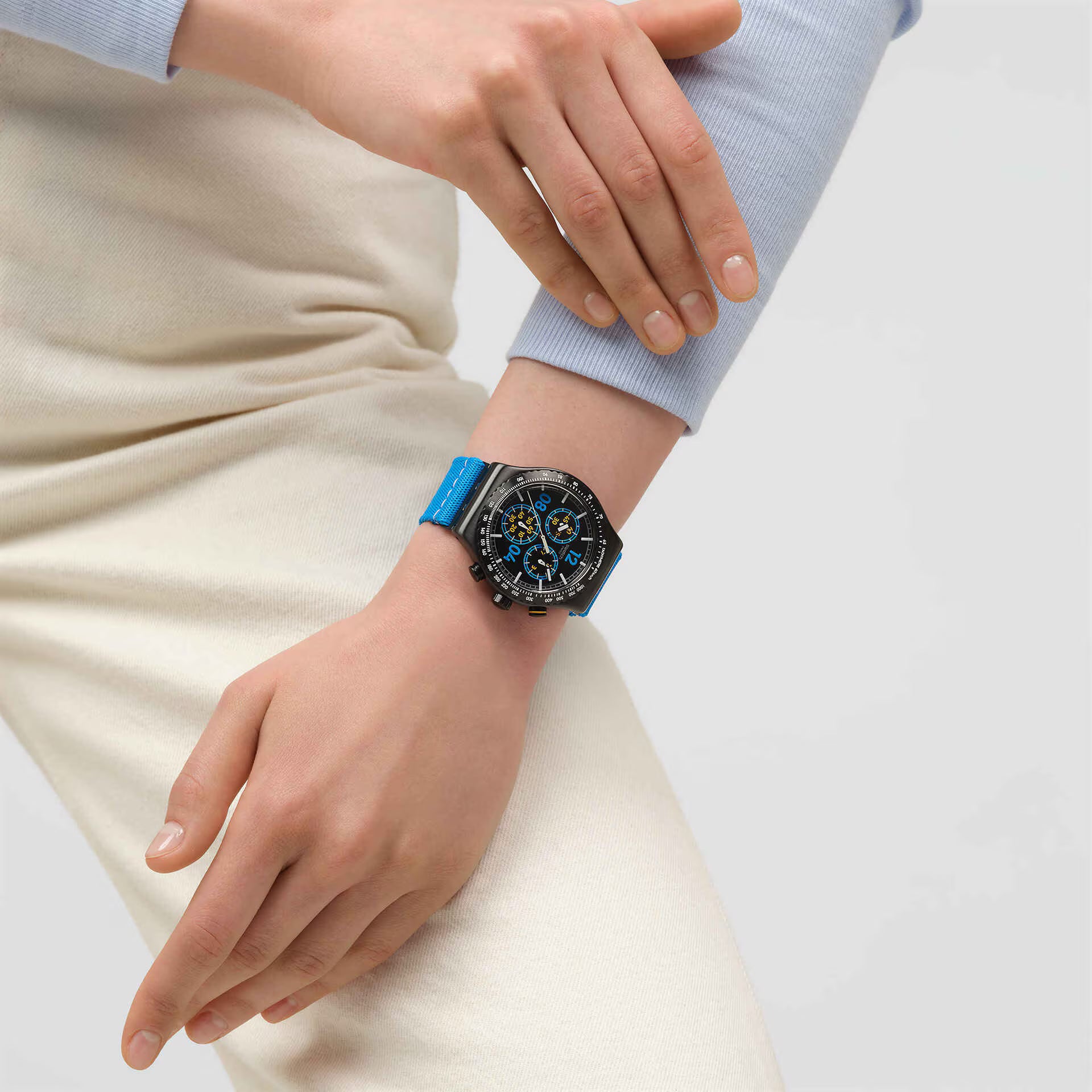 Swatch Moments In Blue Chronograph Unisex - YVB100