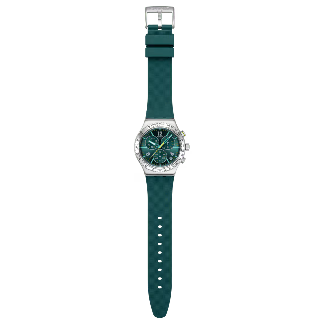 Swatch Greenshift Glow Green Rubber Band Green Dark Dial For Men - YVS535