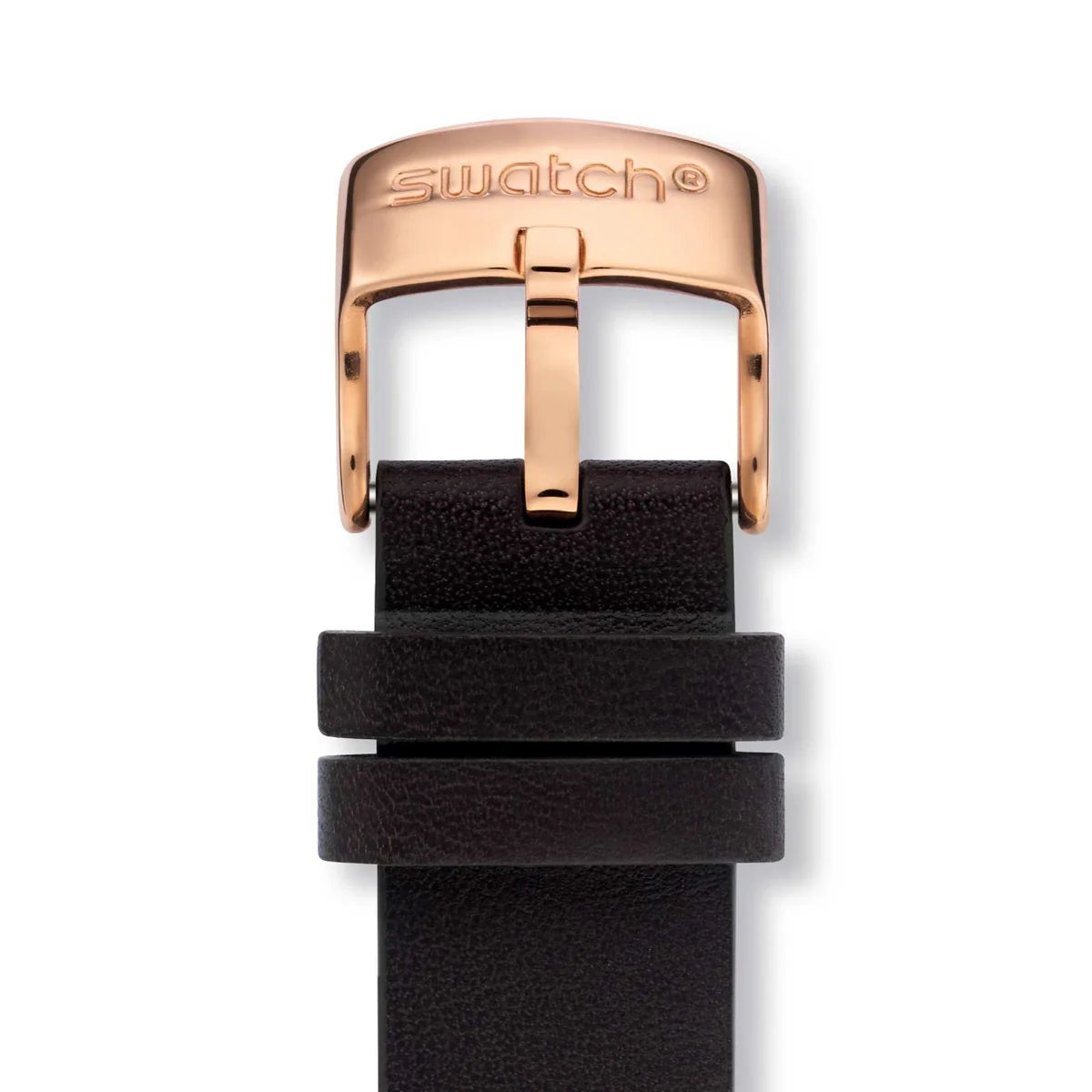 Swatch Tic-Brown Wristwatch Brown Leather Strap For Women - YWG405