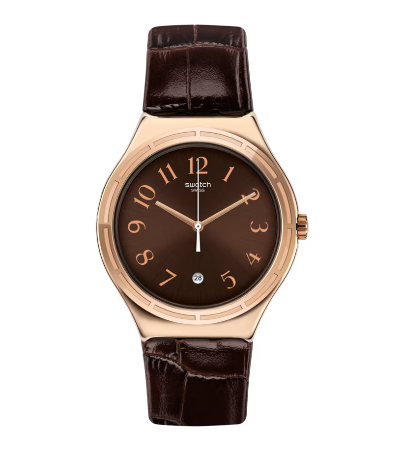 Swatch Harmonieuse Brown Leather Strap For Men's Watch - YWG406
