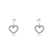 Sparkling Zircon Heart Hoop Earrings, 925 Sterling Silver