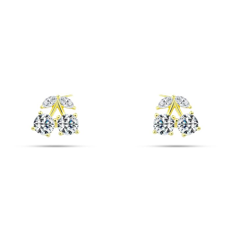 Gold-plated sun earrings with dazzling zircon stones, 925 sterling silver