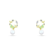 925 sterling silver earrings, gold plated, topped with pearls and shiny zircons