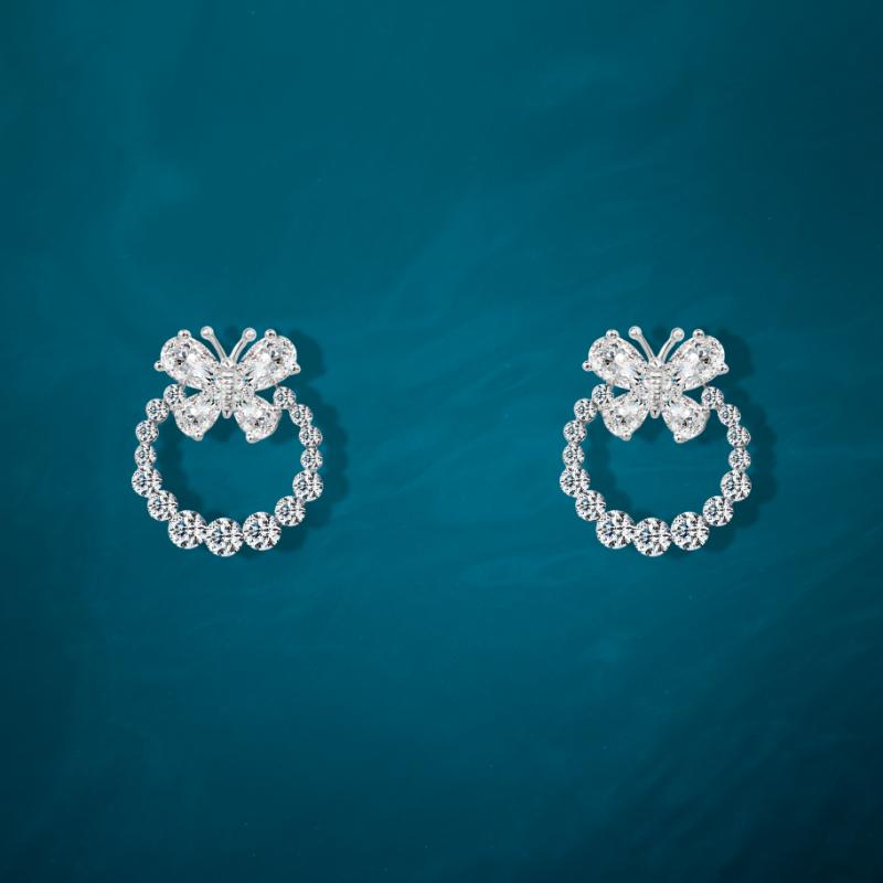 925 Sterling Silver Shiny Butterfly Earrings