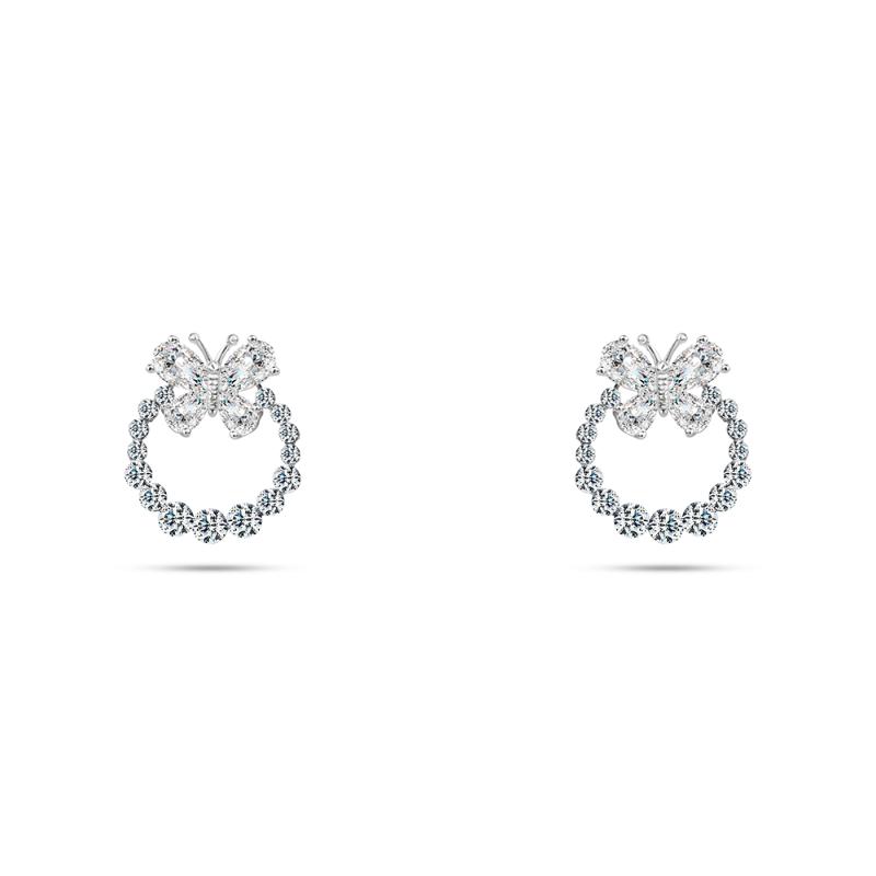 925 Sterling Silver Shiny Butterfly Earrings
