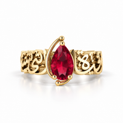 "Anti Al Hayat Allati Tastahiq Al Baqa" Red Stone Ring