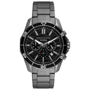 Armani Exchange Men's Chronograph Watch – Black Dial with Gray Stainless Steel Bracelet