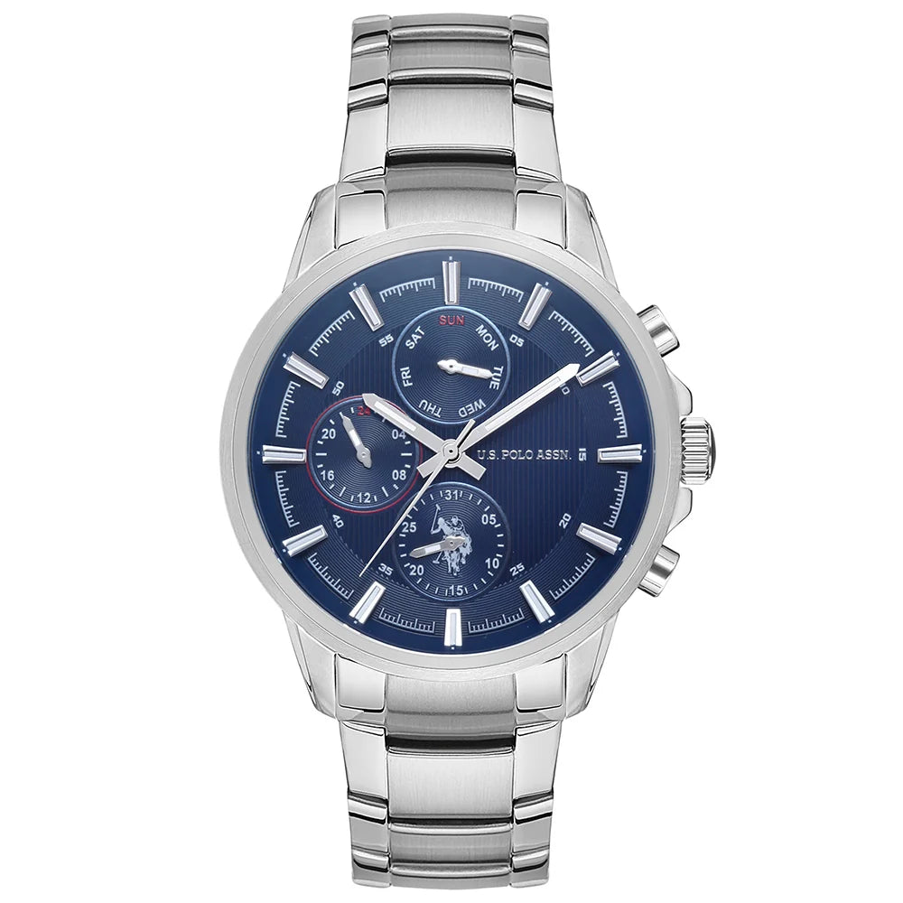 U.S. Polo Blue Dial Silver Bracelet Men's Watch