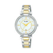 ساعة يد ألبا حريمي أنالوج معدن ثنائي اللون (ذهبي × فضي)