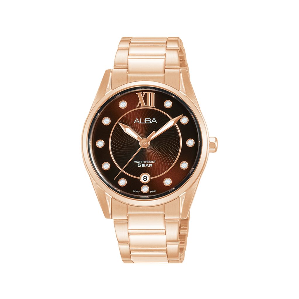 Alba Women’S Fashion Watch Stainless Steel Bracelet Brown Dial AG8M58X1