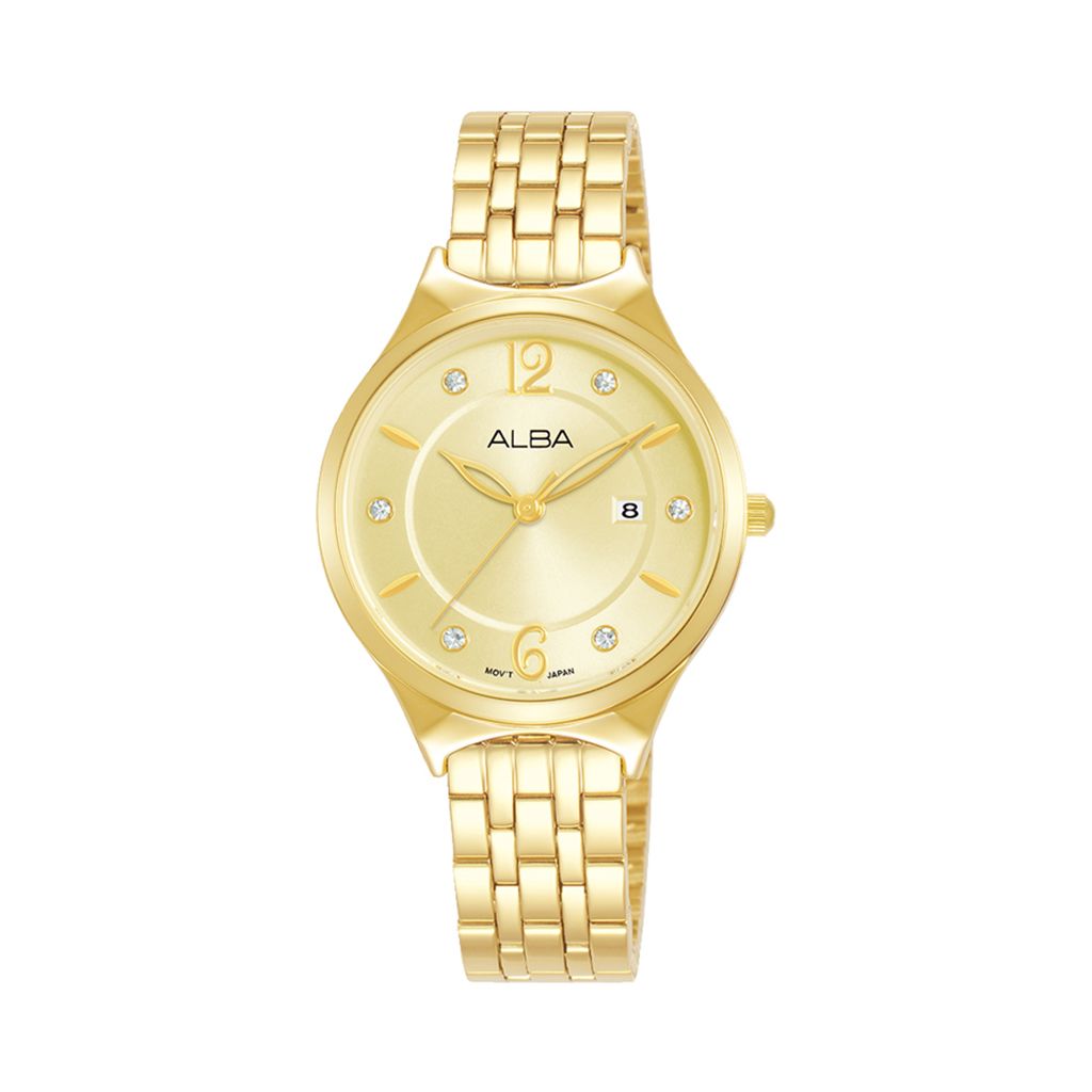ساعة ألبا نسائية فاشون سوار ستانلس ستيل ذهبي مينا ذهبي AH7AQ8X1