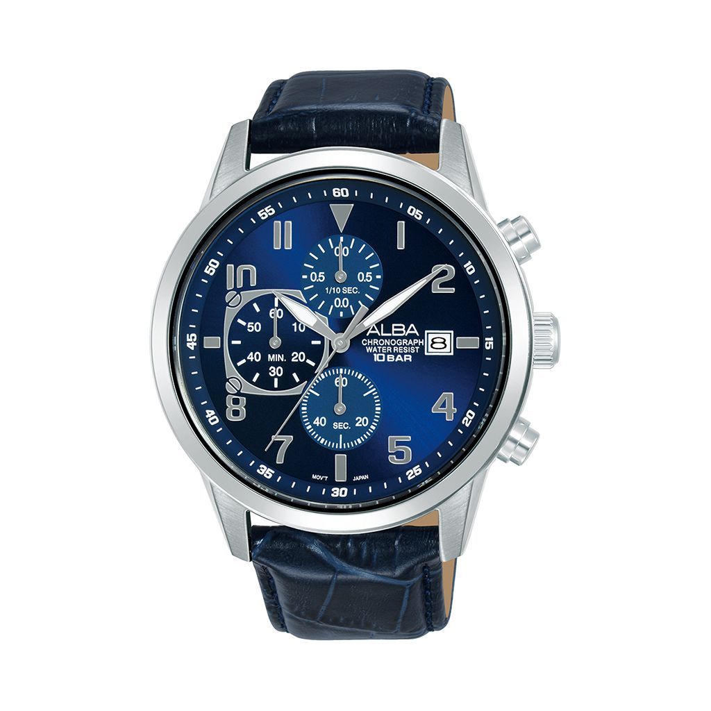 Alba Men's Active Blue Leather Strap Blue Dial Watch AM3A15X1