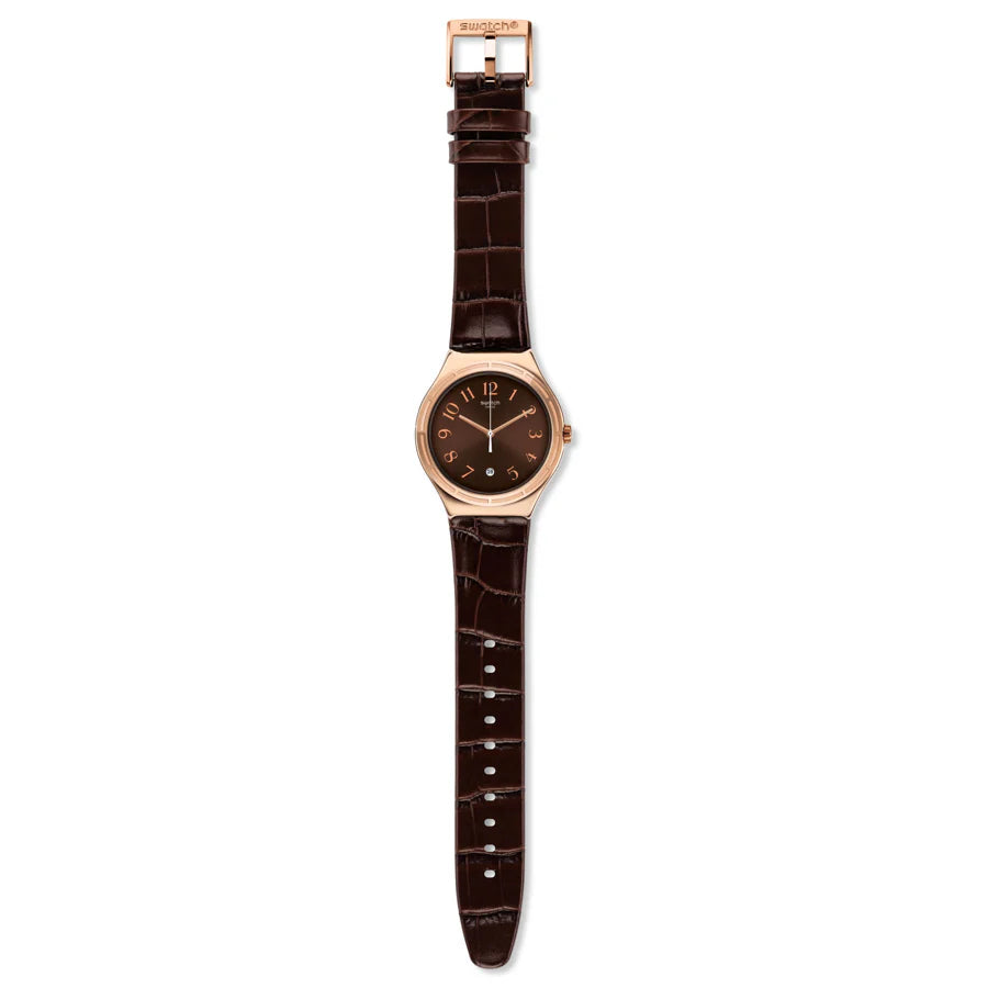 Swatch Harmonieuse Brown Leather Strap For Men's Watch - YWG406