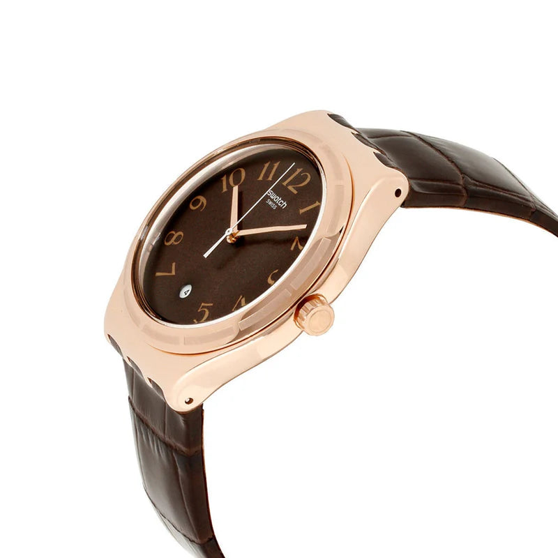 Swatch Harmonieuse Brown Leather Strap For Men's Watch - YWG406