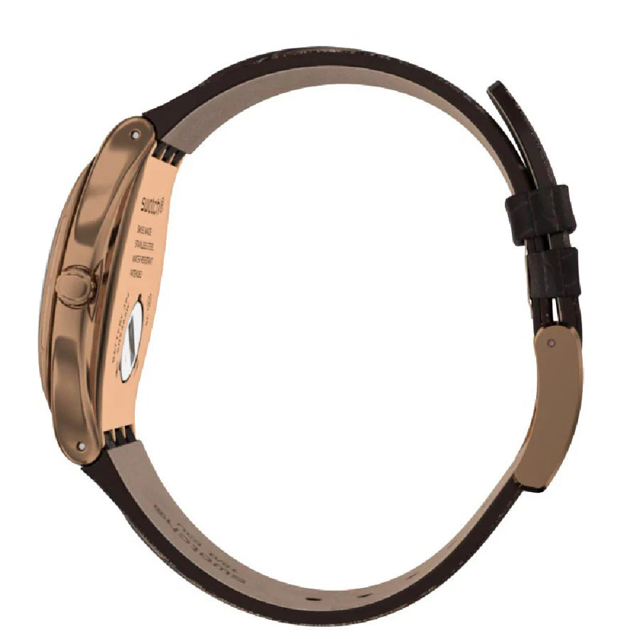 Swatch Harmonieuse Brown Leather Strap For Men's Watch - YWG406