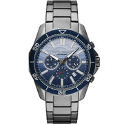 Armani Exchange Men's Chronograph Watch – Gradient Blue Dial with Gray Stainless Steel Bracelet