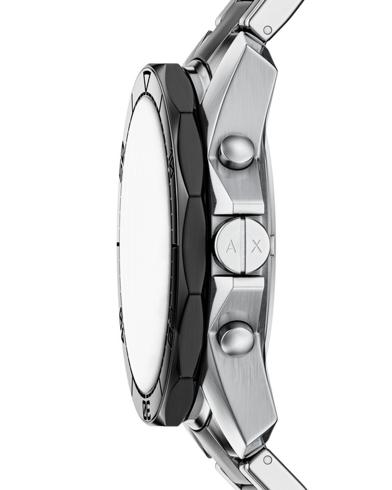 Armani Exchange Men's Chronograph Watch – Black Dial with Two-Tone Gray Stainless Steel Bracelet