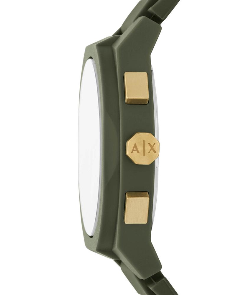 Armani Exchange Men's Chronograph Watch – Olive Green Dial with Olive Green Silicone Strap